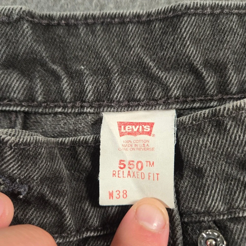Vintage Levi's 550 Relaxed Fit Denim Shorts Mens 38 Black Orange Tab USA Made